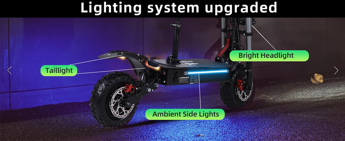 6000W High Power Adult Electric Scooter Off-Road Commute Foldable 60V 38Ah Large Battery 60 Miles Range 50 Mph Fast E-Scooter