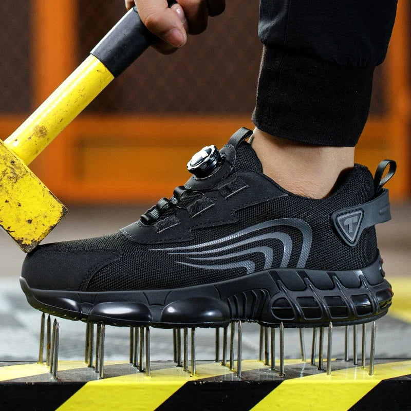 Rotary Button Steel Toe Safety Shoes for Men Anti-impact and Anti-piercing Work Shoes Fashionable Men's Sports Protective Shoes