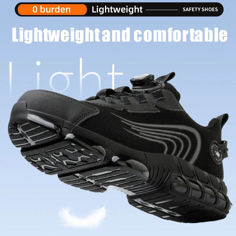 Steel toe cap, non-lacing, anti-impact and anti-puncture casual work shoes