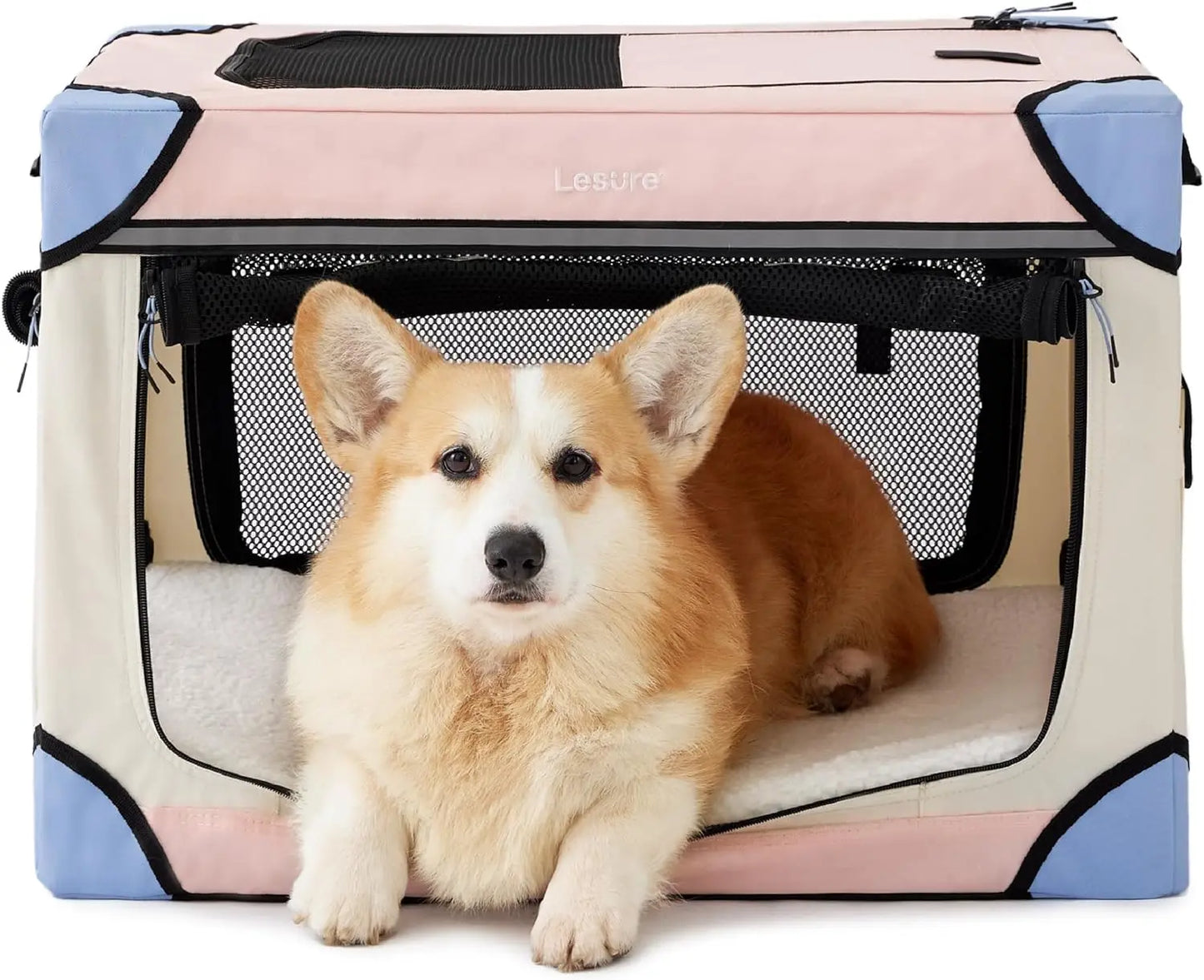 Soft Collapsible Dog Crate - 42 Inch Portable Travel Dog Crate for Extra Large Dogs Indoor & Outdoor, 4-Door Foldable