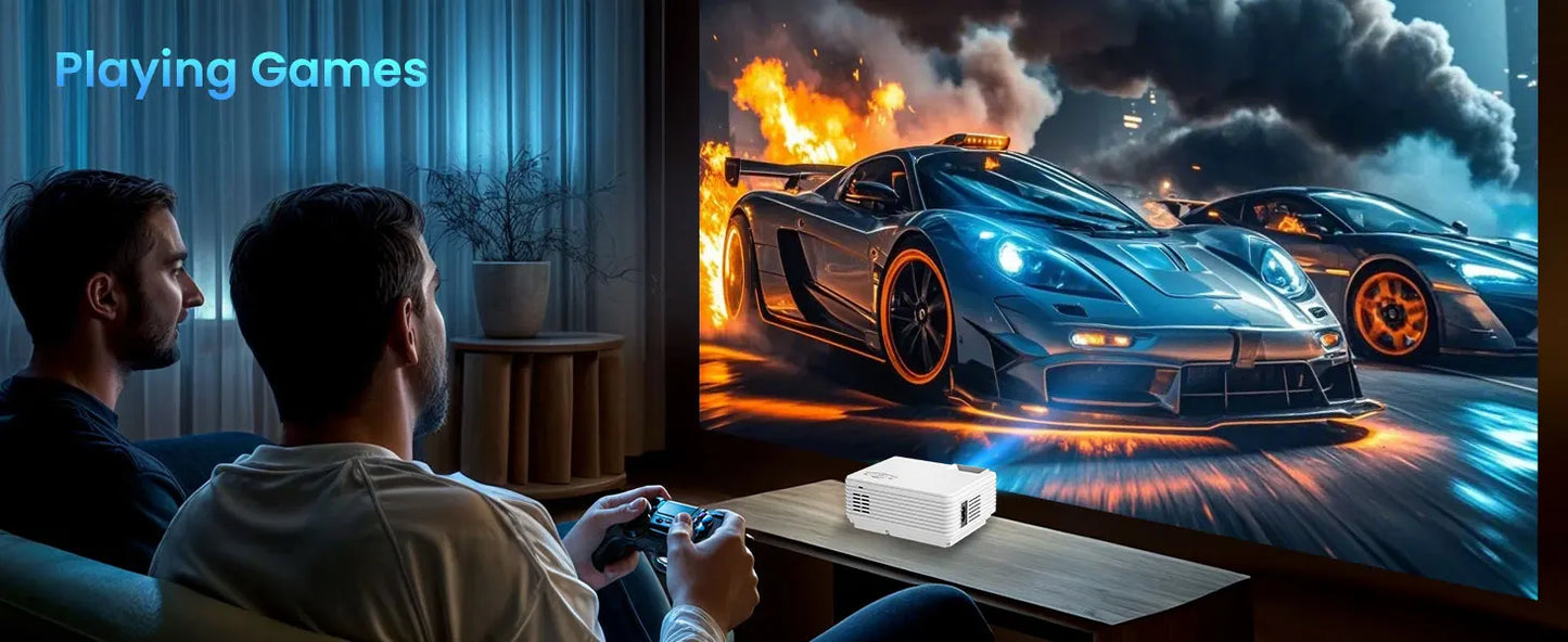 ZRZTM HD 4K video Projector Portable Mini 1080P projecter with HDMI USB Wireless for TV/home theater/gifts/outdoor watch movie