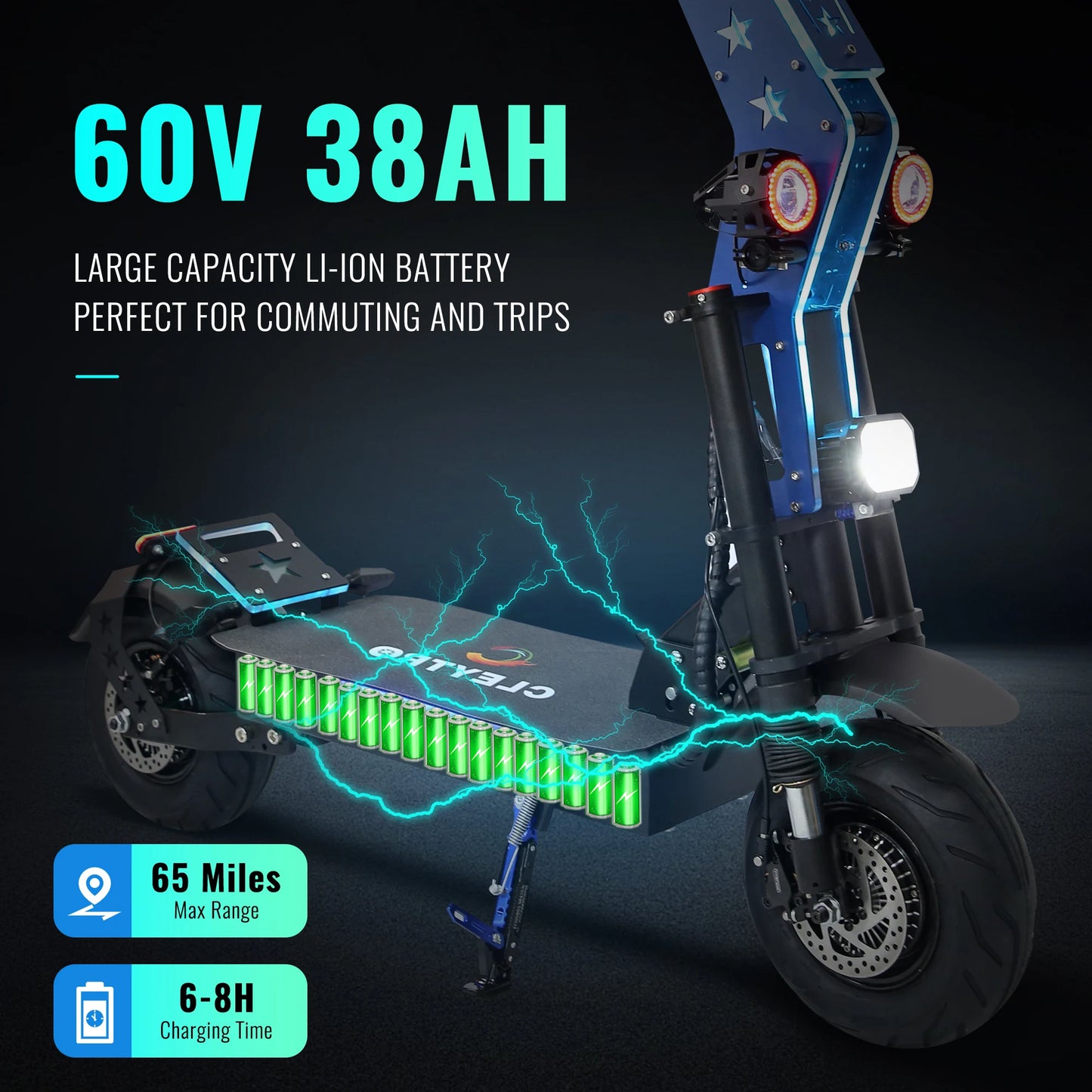 FREE GIFT ADULT ELECTRIC SCOOTER 60V 6000W SPEED DUAL MOTOR 65 MILES RANGE
