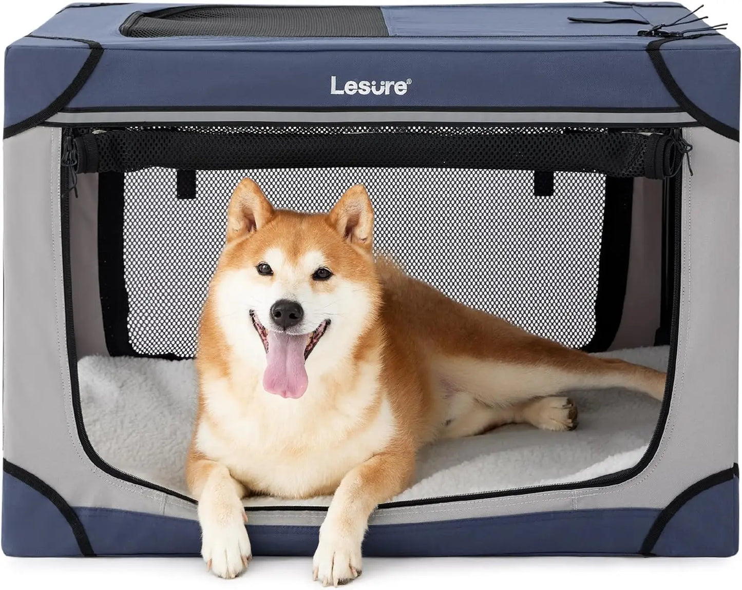 Soft Collapsible Dog Crate - 42 Inch Portable Travel Dog Crate for Extra Large Dogs Indoor & Outdoor, 4-Door Foldable