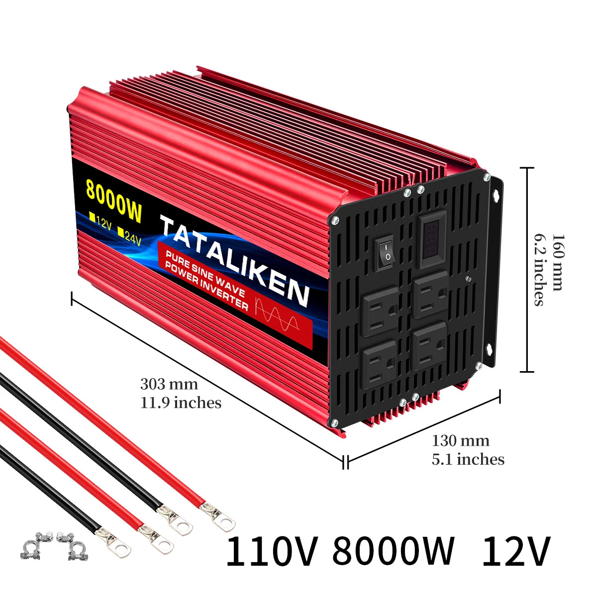 1600w-4500W 12V/24V to AC 110V 60Hz Pure Sine Wave Inverter Car Power Tranfermer Voltage Portable Converter with LED Display
