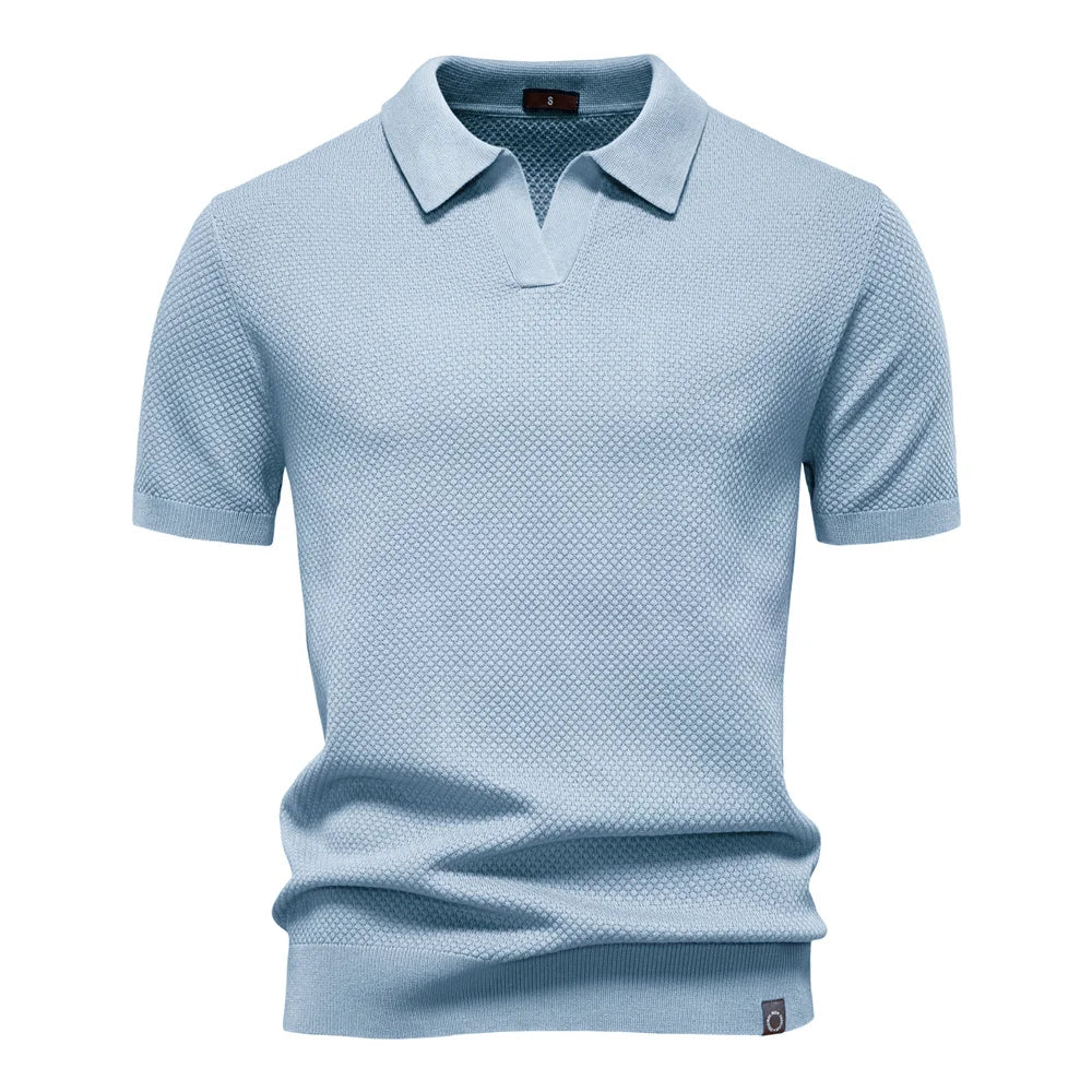 Men's Summer Breathable Polo Shirt Short Sleeve Solid Color Casual Polo Shirts for Men Lightweight Stretch Polo 
