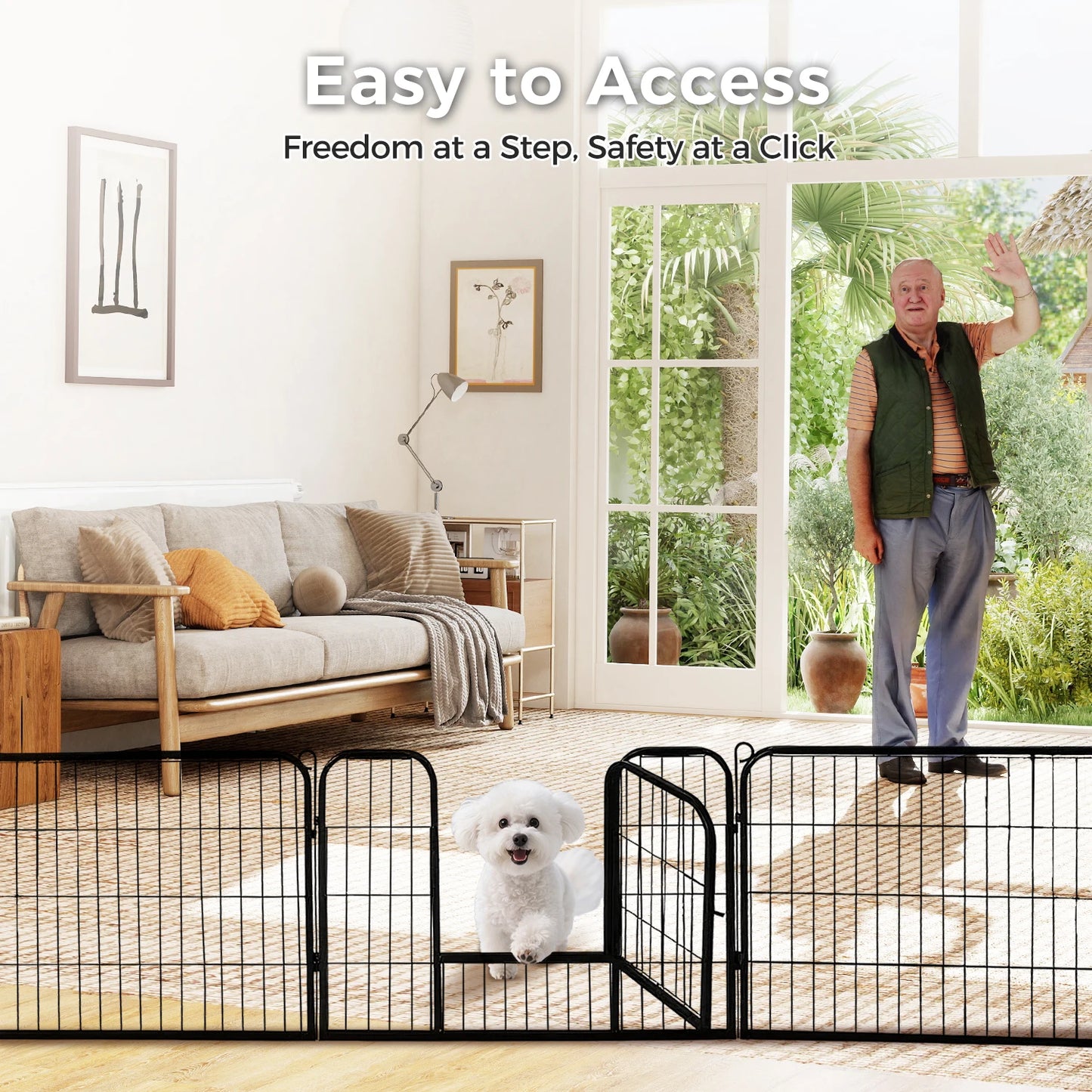 Heavy-Duty Metal Puppy Playpen – 24"/32"/40" Options, 8/16 Panels, Ideal for Indoor Use & Outdoor (RV Camping, Yard, Garden)