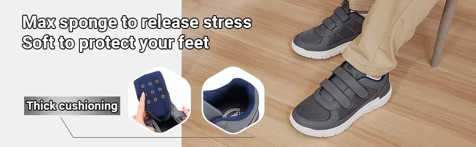 Extra Wide 4E Men'S Diabetic Shoes Senior Causal Shoe Relieve Neuropathy Suitable For Swollen Foot Pain With Arch Support