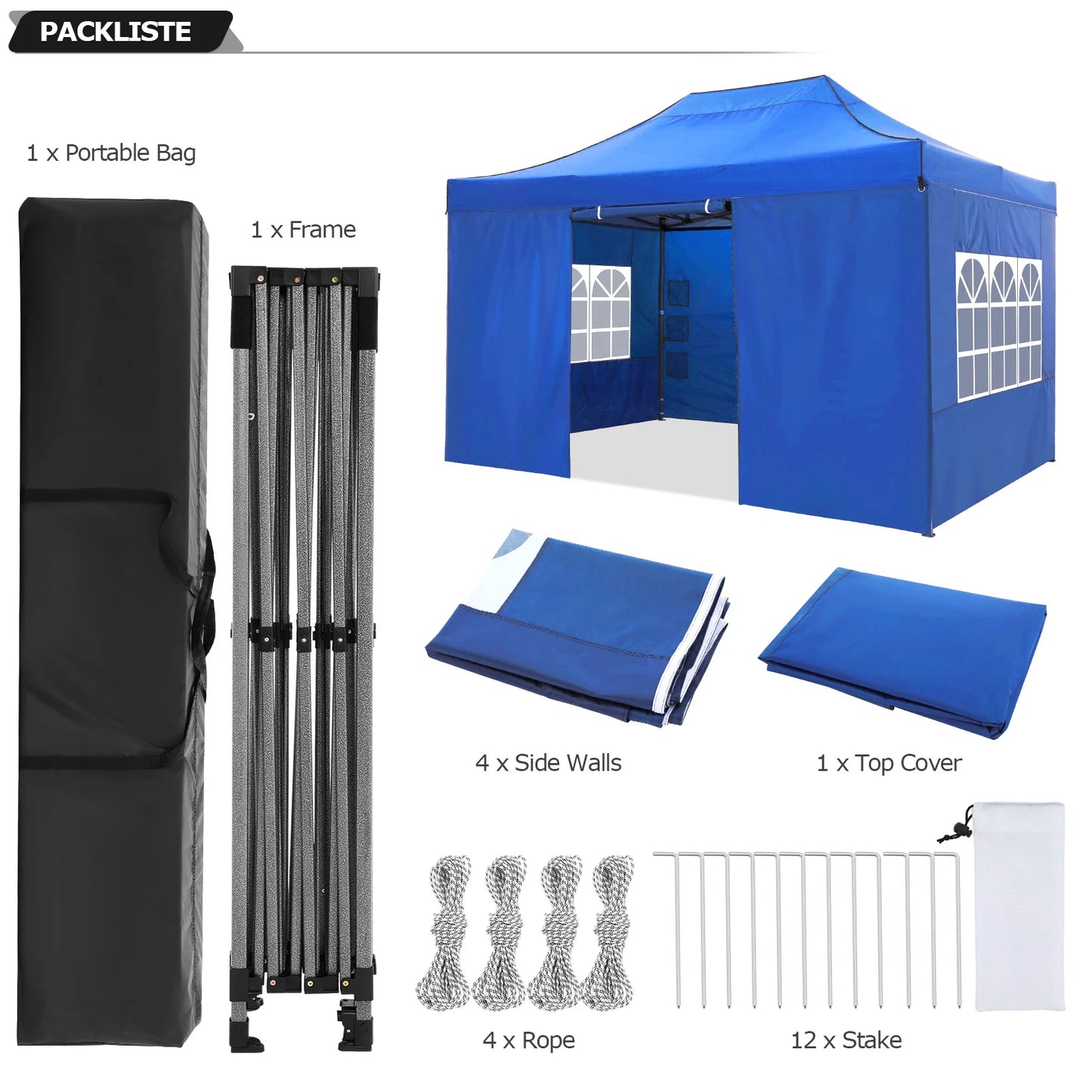 10x15 Heavy Duty Pop up Canopy Tent with 4 sidewalls Commercial Outdoor Canopy Wedding Party Tents for Wedding All Season Gazebo