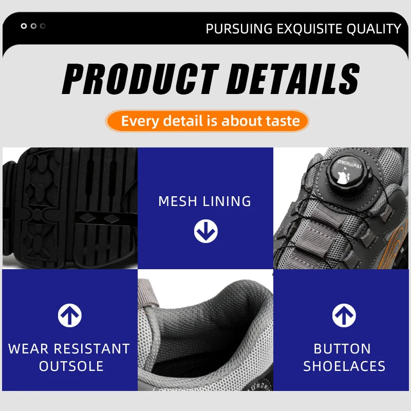 Steel toe cap, non-lacing, anti-impact and anti-puncture casual work shoes