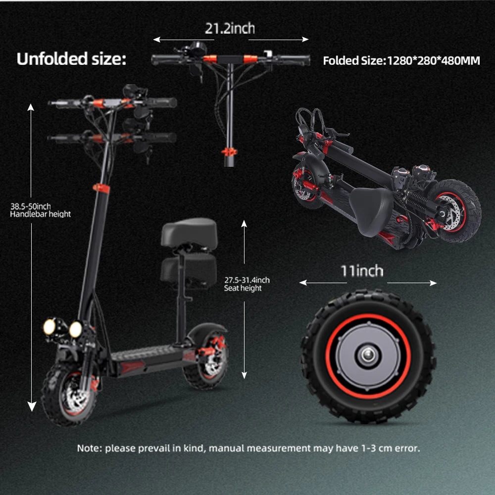FREEBOY J11 MAX Adult Electric Scooter 1200W Motor 48V 18AH Folding E-Scooter 11 Fat Tire E-Mountain Scooter
