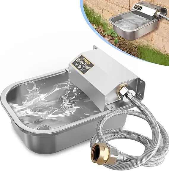 Automatic Water Dispenser for Dogs, 3L /101 oz 304 Stainless Steel Dog Water Feeder, Auto-Fill Large Waterer for Pets & Livestoc