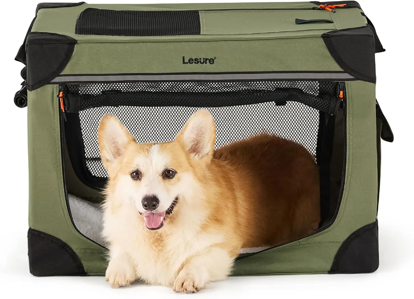 Soft Collapsible Dog Crate - 42 Inch Portable Travel Dog Crate for Extra Large Dogs Indoor & Outdoor, 4-Door Foldable
