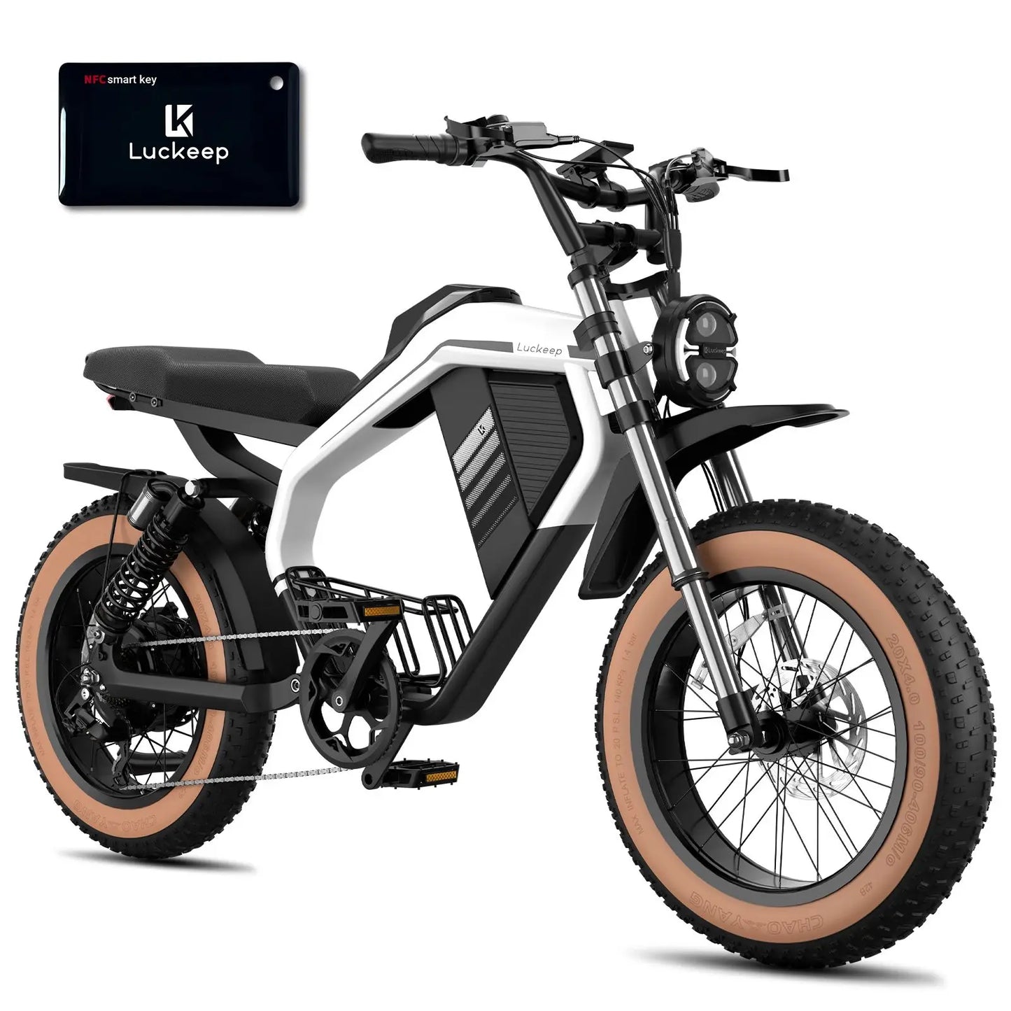 Electric Off-Road Bike Luckeep M5 Max 20x4" 2000W,37.5Mph,80Mile,52V 20Ah,7 Speed, Wide Tire All Terrain E-Bike,New