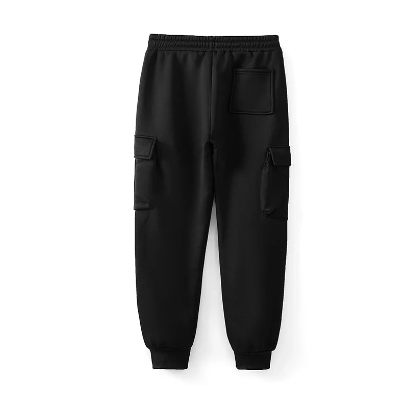 Men s Stylish Fleece Jogger Pants with Adjustable Drawstring Waistband Solid Color Casual Trousers for Fall and Winter
