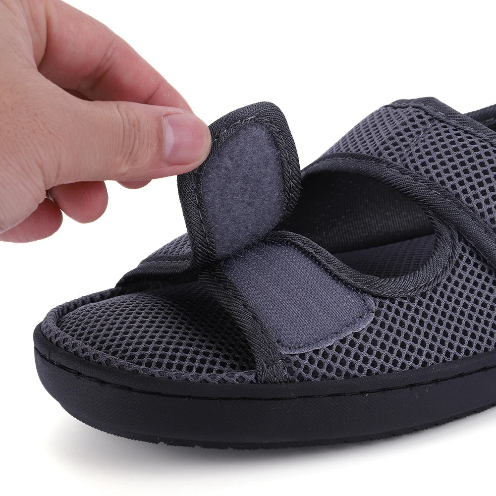 Diabetic Sandals Adjustable Hook & Loop Summer Walking Sandals Comfortable Walking Shoes for Elderly Swelling Sensitive Feet