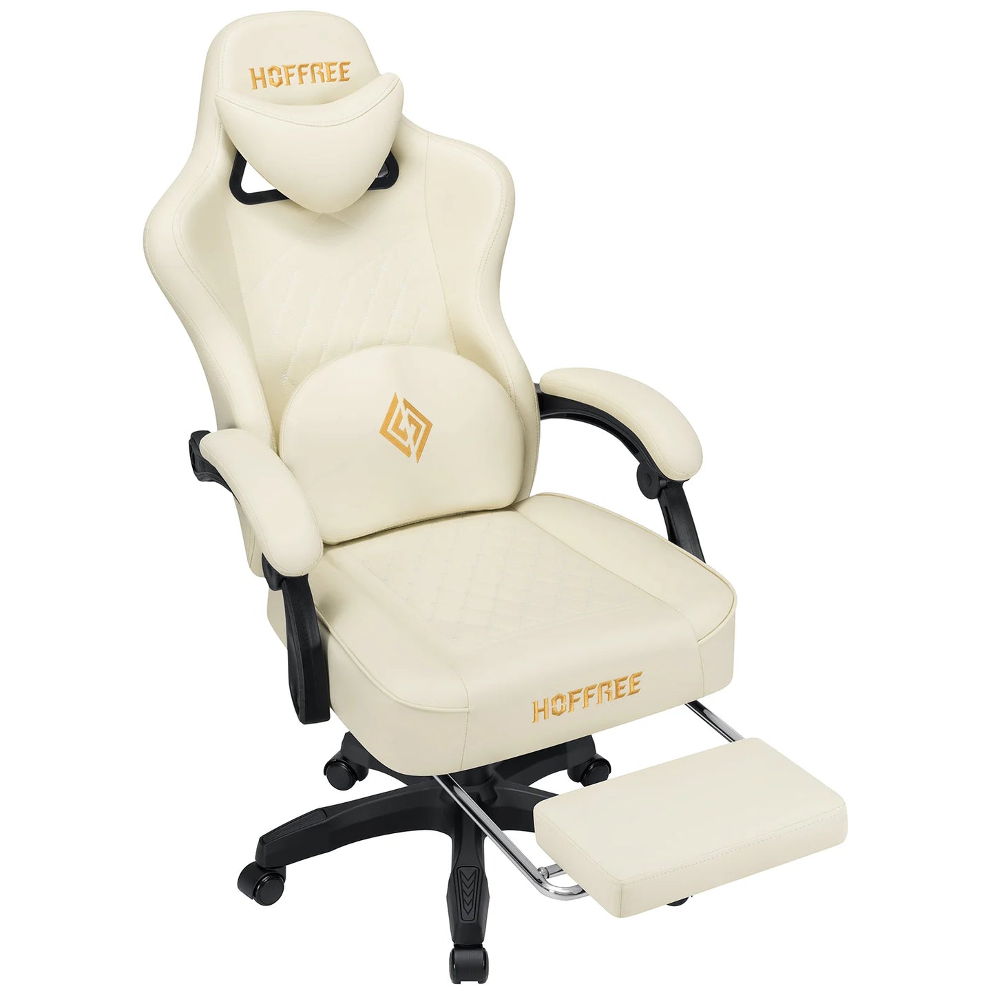 Leather Gaming Chair with Footrest Bluetooth Speaker Dual Function Massage Height Adjustable Recliner Computer Office Chair Sofa