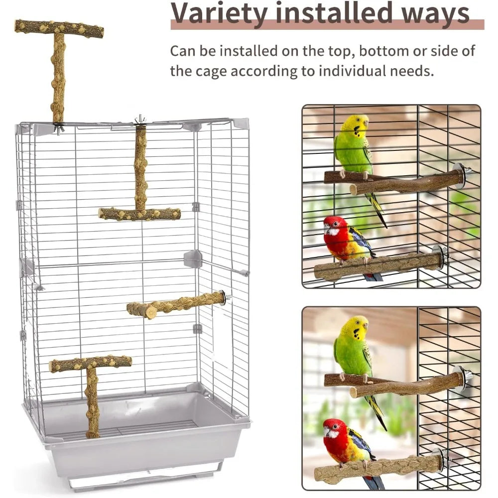 6pcs Natural Wood Bird Perches, Chewing Sticks for Cage, Parrot Climbing/Standing Branches for Parakeet, Cockatiels