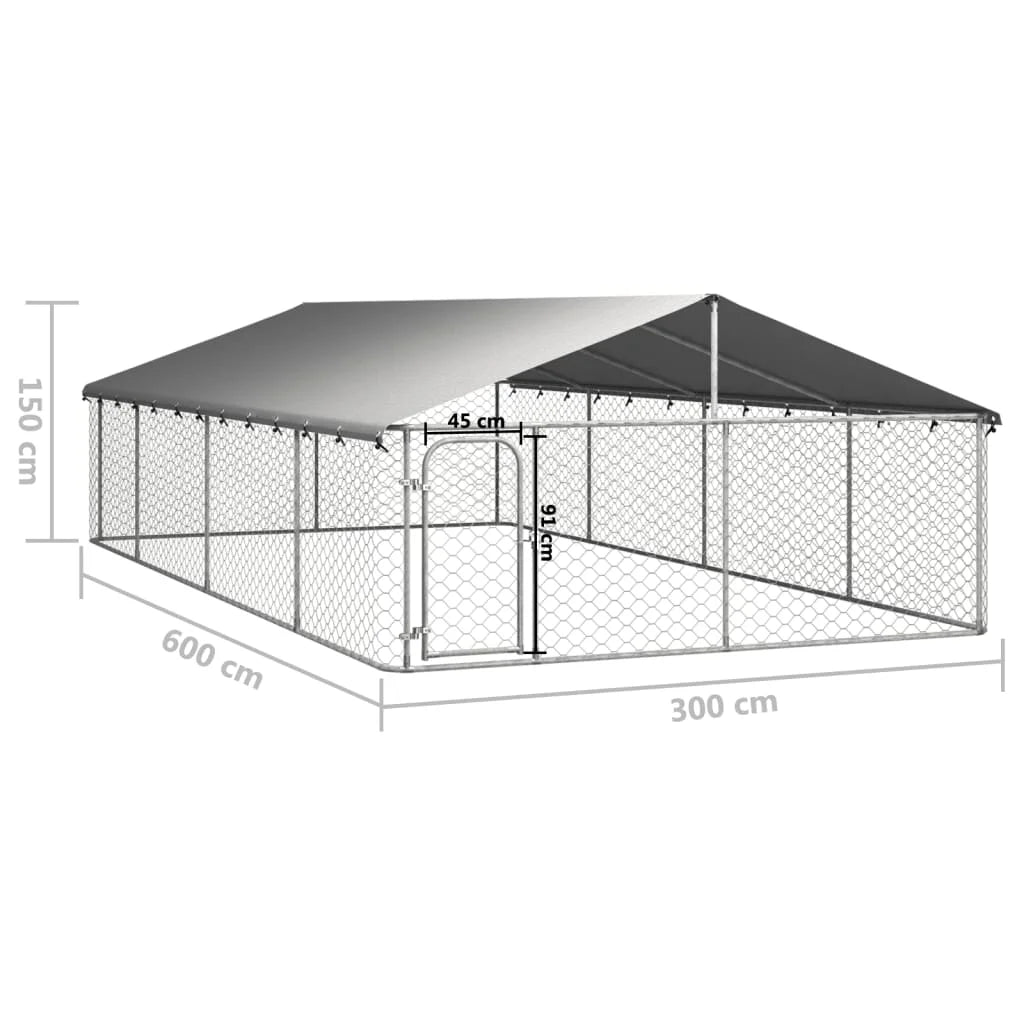 Outdoor Kennel with Roof 600x300x150 cm /100x100x150 cm/200x100x150 cm Kennels and Fences for Dogs Galvanized Steel Large Kennel