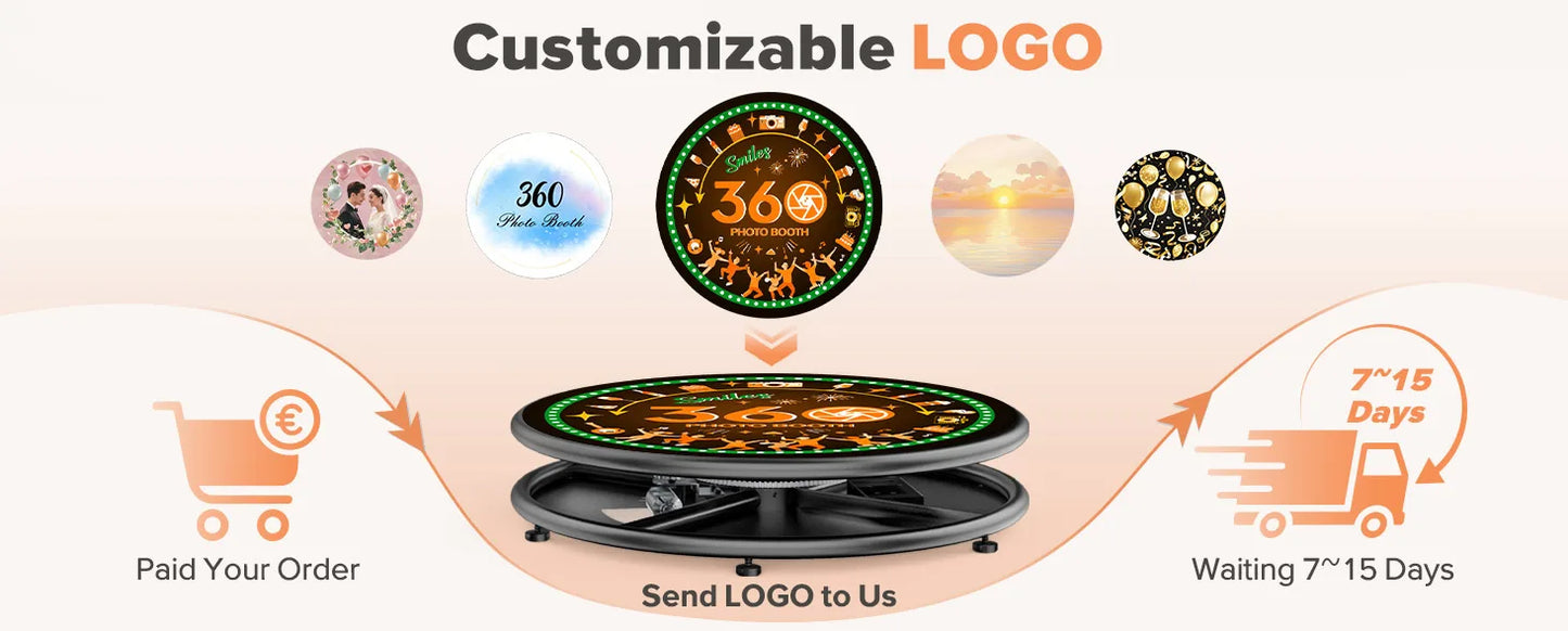 360 Photo Booth for Video 360 Rotating Photobooth Machines with RGB Ring Light App Control 360Photo Booth for Christmas Events