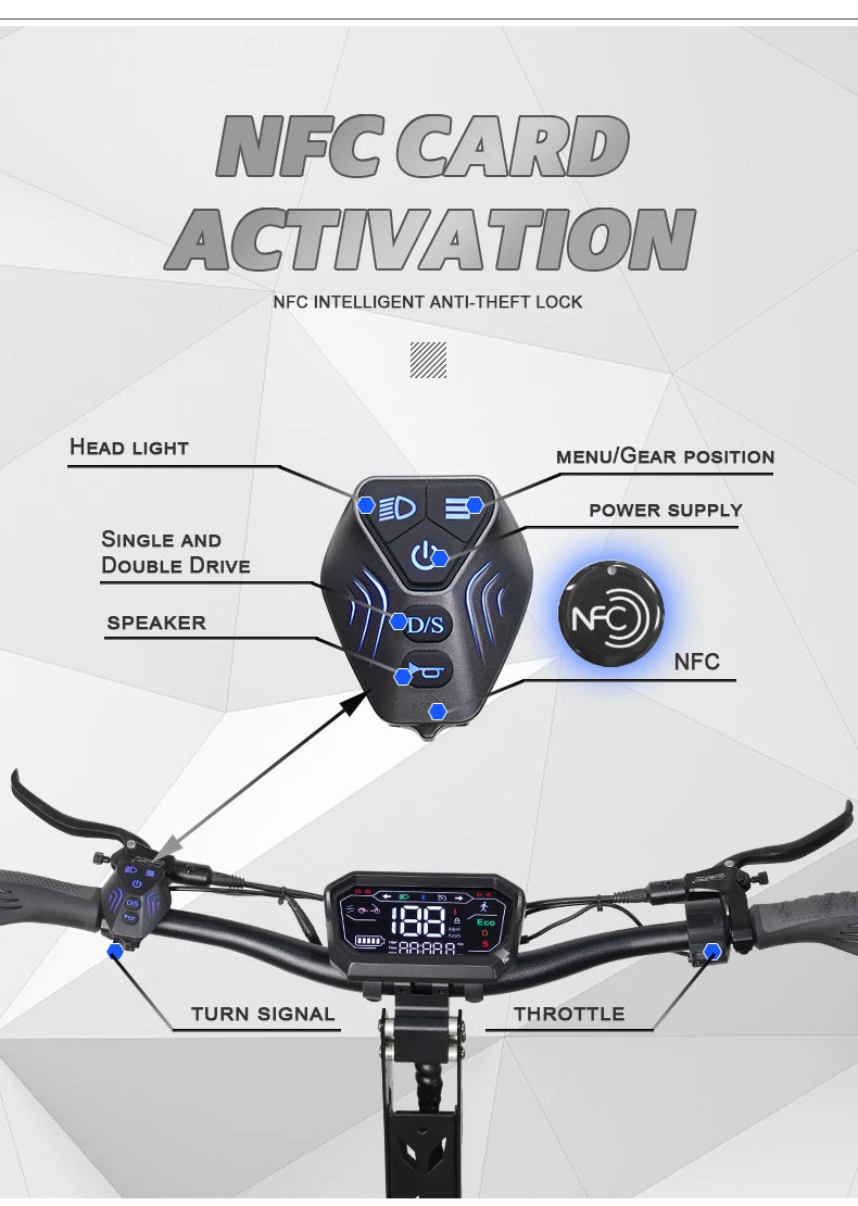 ARWIBON MT30 Adult Electric Scooter 6000W Motor 60V27AH Folding Tricycle E-Scooter 13 Fat Tire E-Mountain Scooter