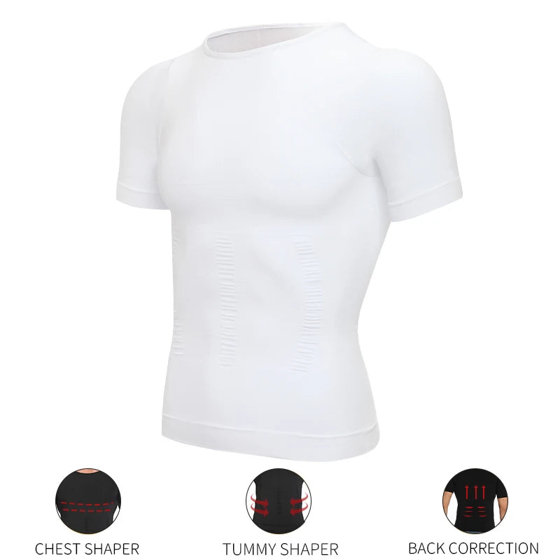 Men's Slimming Compression T-Shirt Body Shaper Undershirt for Weight Loss and Gynecomastia Muscle Tank Tops with Seamless Design