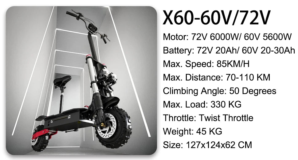 AJOOSOS 2024 X60 X700 X500 Electric Scooter 2400W-5600W Dual Motor Electric Scooters Adults Removable Seat Patinete Eléctricos