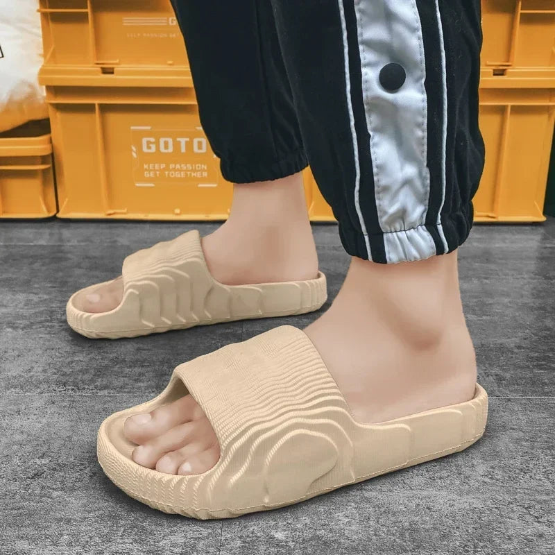 Soft Home Slippers Couple Summer Indoor Skid Proof Bathroom Slippers Sandals Hotel Solid Color Men Women Flip Flops Flat Shoes