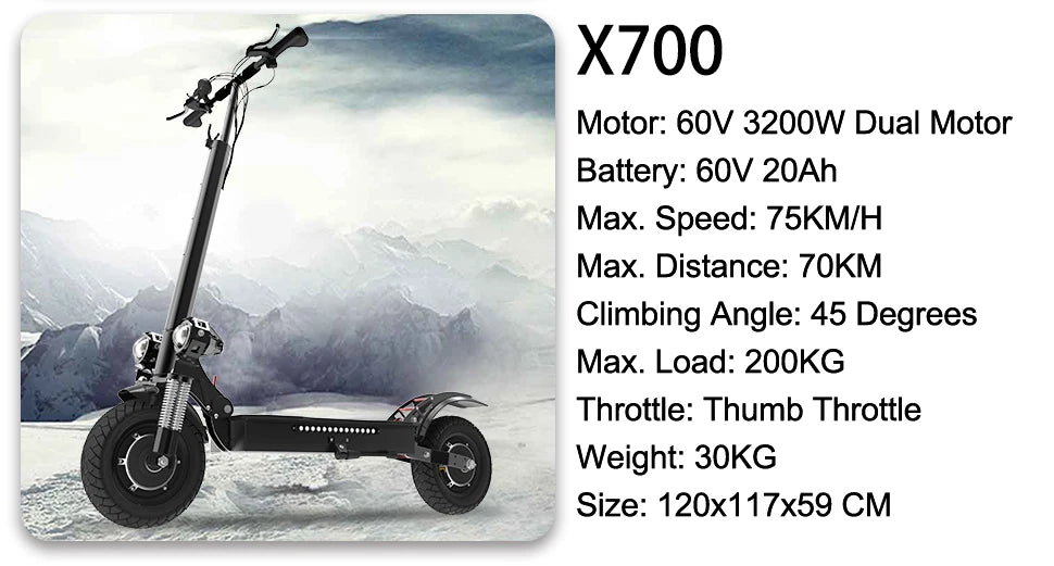AJOOSOS 2024 X60 X700 X500 Electric Scooter 2400W-5600W Dual Motor Electric Scooters Adults Removable Seat Patinete Eléctricos