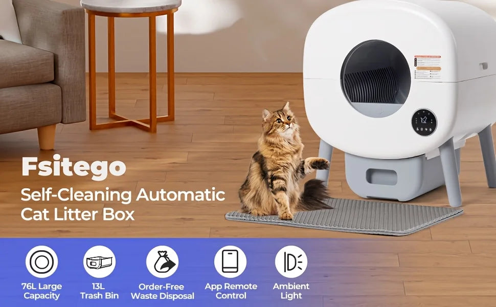 Lunapurr Self Cleaning Litter Box,Large Capacity Automatic Cat Litter Box Self Cleaning for Cats, App Control,Safety Protection