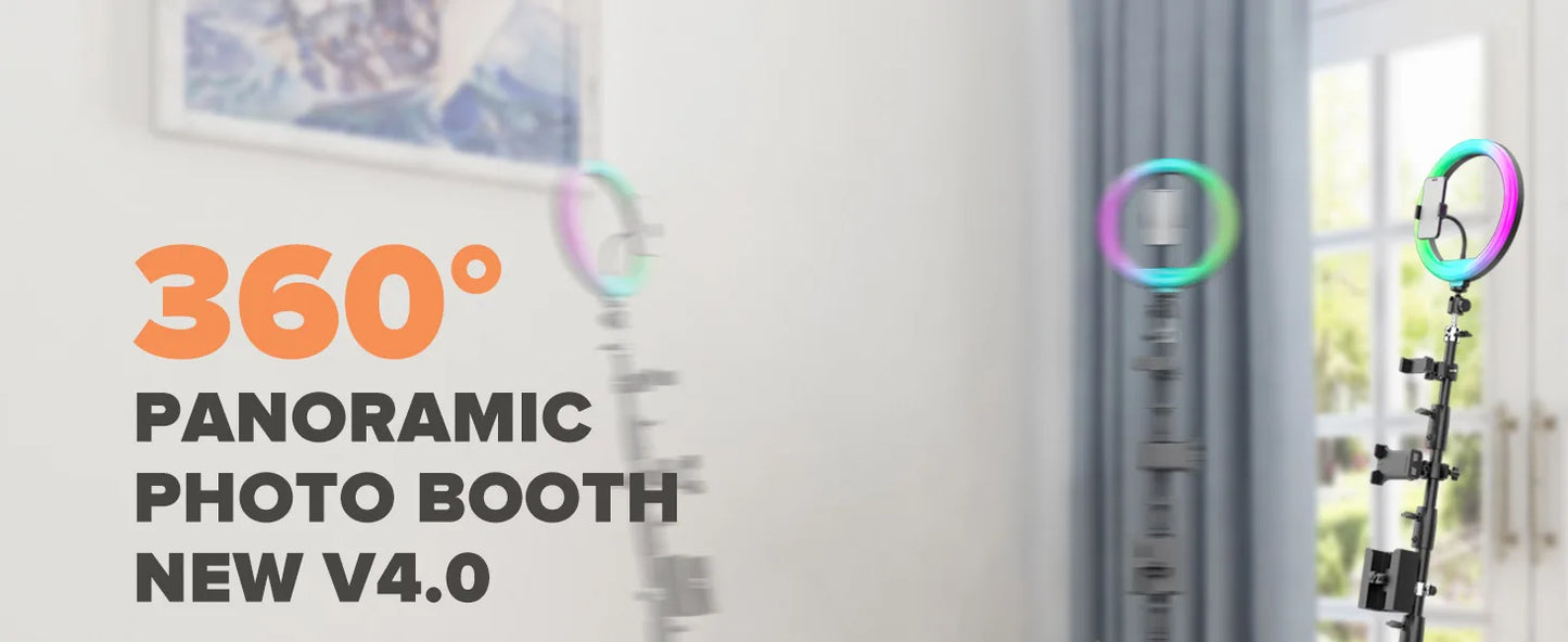 360 Photo Booth for Video 360 Rotating Photobooth Machines with RGB Ring Light App Control 360Photo Booth for Christmas Events