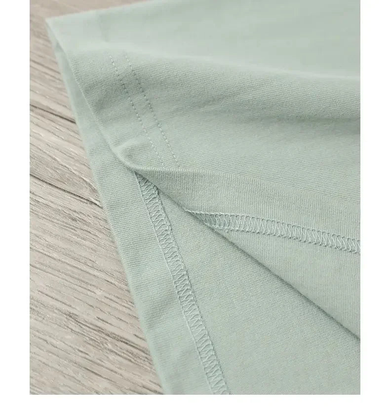 Summer Men Women Green T-shirt 100% Pure Cotton Short-sleeved Top Korea T-shirt Green Cotton Half-sleeve T Shirt Streetwear