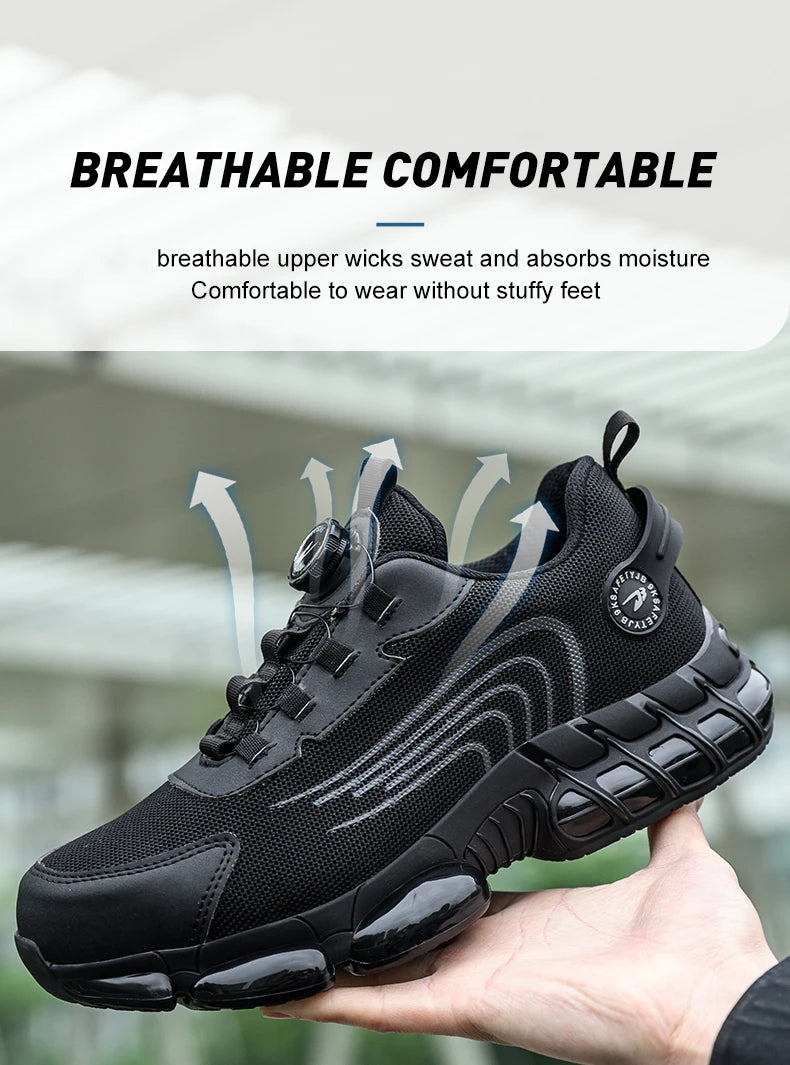 Rotary Button Steel Toe Safety Shoes for Men Anti-impact and Anti-piercing Work Shoes Fashionable Men's Sports Protective Shoes