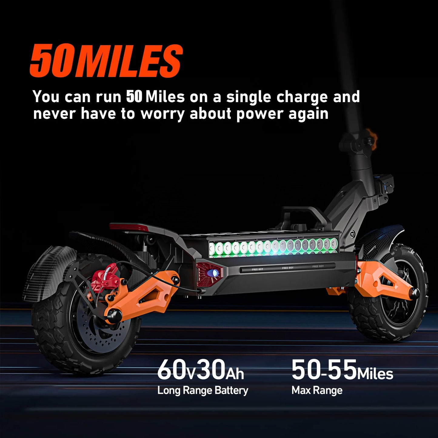 Powerful Dual Motor Electric Scooter for Adults 6000W, 55Miles Range, 11'' Off-road Tires, Fast Electric Scooter 50Mph