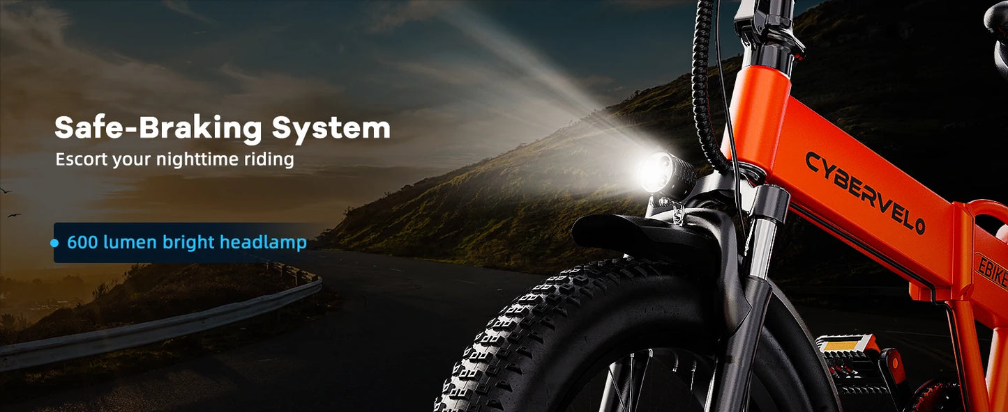 1000W Folding Electric Bike, 48V 20AH Large Removable Battery E Bike, 30+MPH, 80 Miles Max Range, 20" Fat Tire Electric Bike for