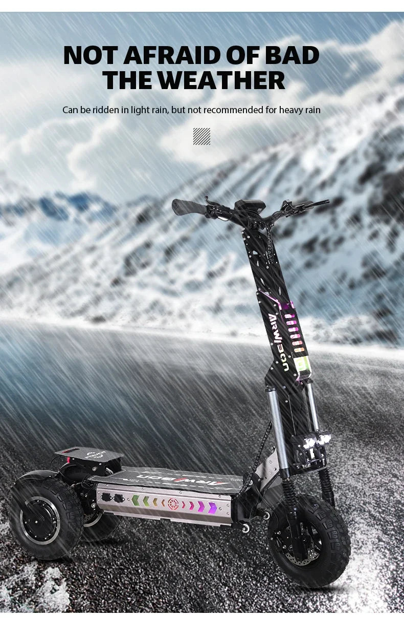 ARWIBON MT30 Adult Electric Scooter 6000W Motor 60V27AH Folding Tricycle E-Scooter 13 Fat Tire E-Mountain Scooter