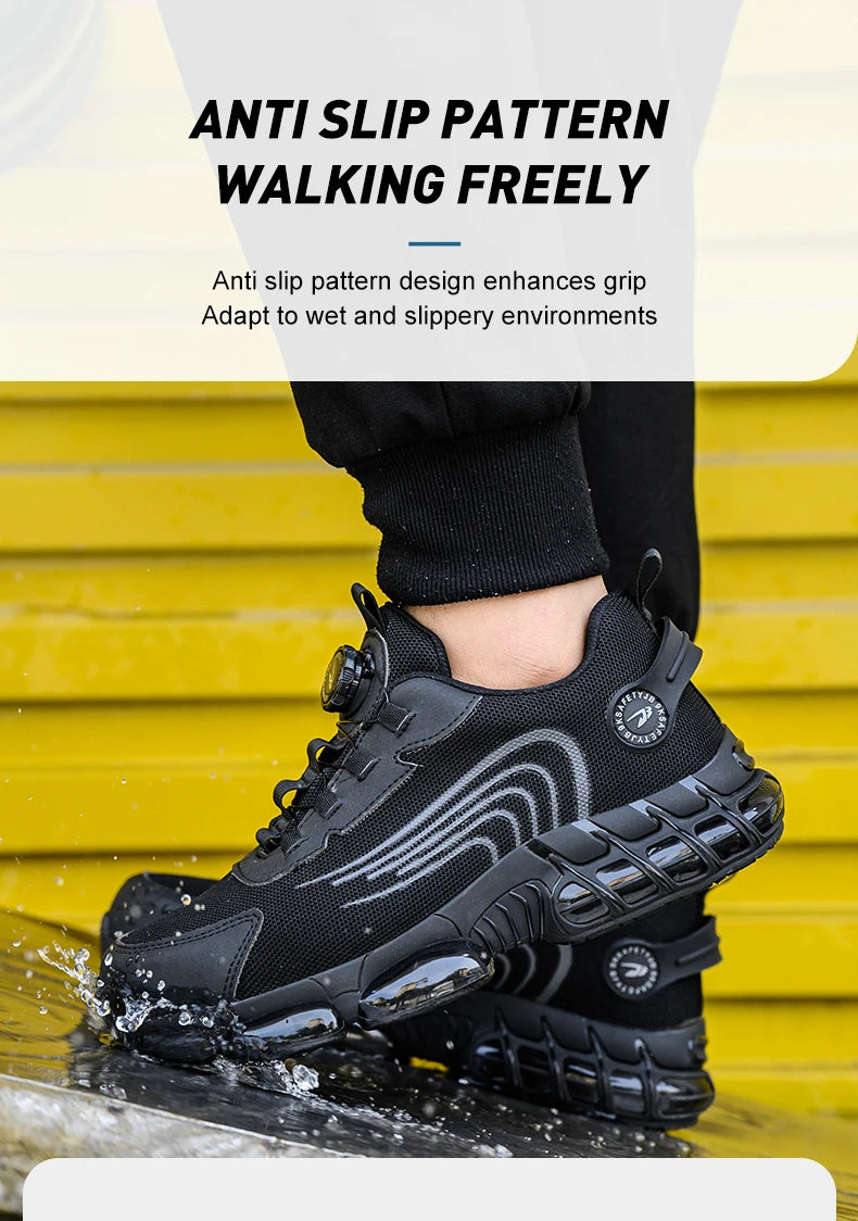 Rotary Button Steel Toe Safety Shoes for Men Anti-impact and Anti-piercing Work Shoes Fashionable Men's Sports Protective Shoes