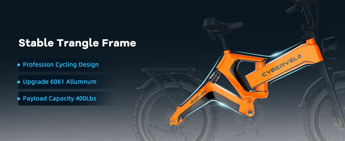 1000W(Peak 2000W)Folding Electric Bike for Adults,35MPH 100Mile,48V 25Ah Removable Battery,20" x 4.0 Fat Tire Foldable Electric