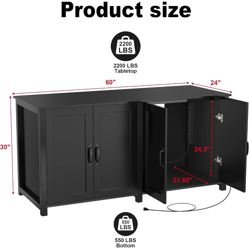 100-150 Gallon Fish Tank Stand, 120 Gallon Tank Stand with 60"*24" Tabletop Fits 100/120/150 Volumns Aquariums,2200LBS Capacity