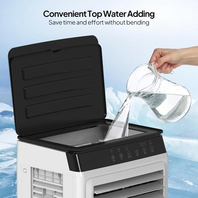 2300CFM Portable Air Cooler, 7.9Gal/30L Evaporative Swamp Cooler, 3-IN-1 Cooling Fan with Remote Control, 12H Timer & 4 I
