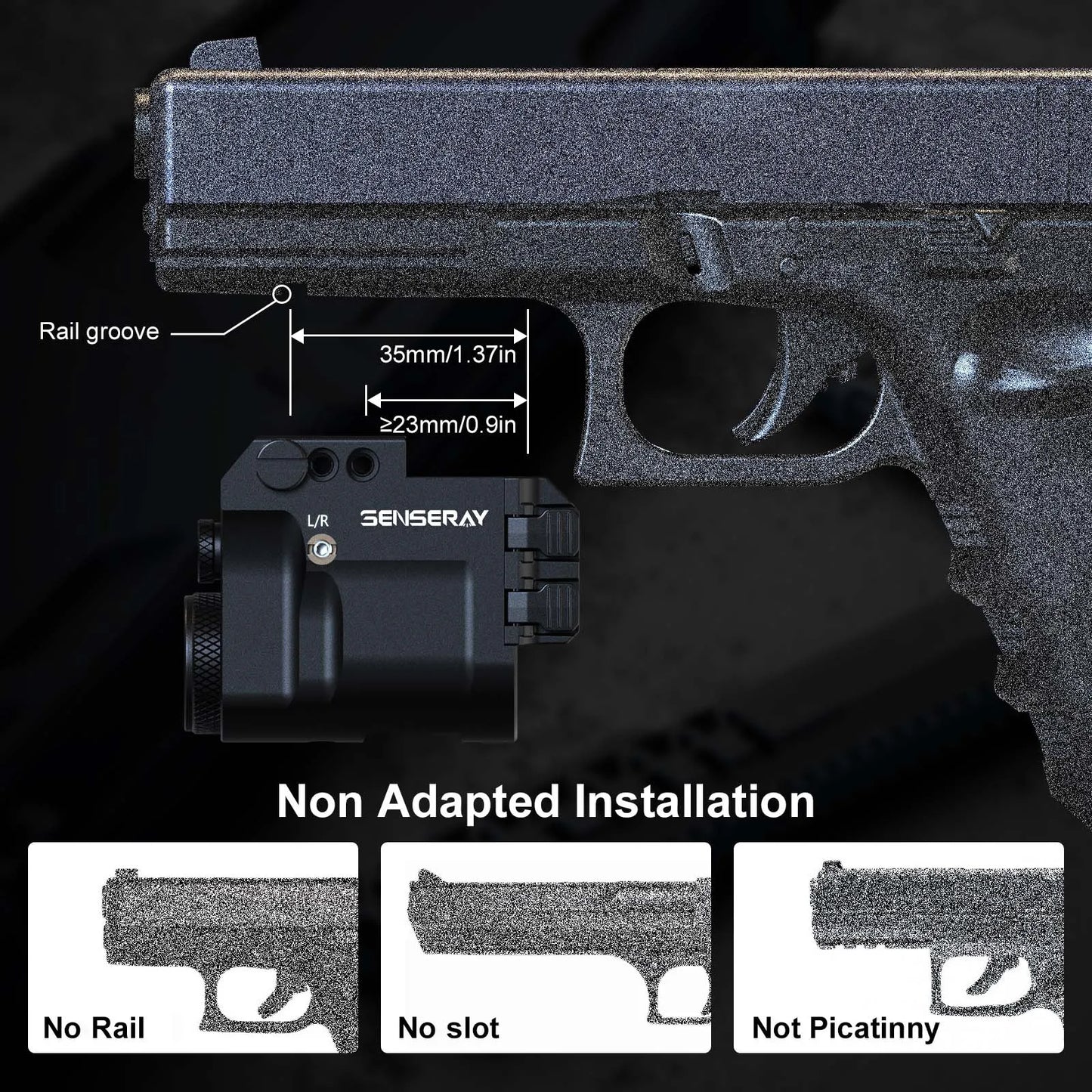 Pistol Light Green Laser Beam Combo Rechargeable Gun Light Strobe Magnetic Charging 1913 Picatinny Rail Mounted Flashlight