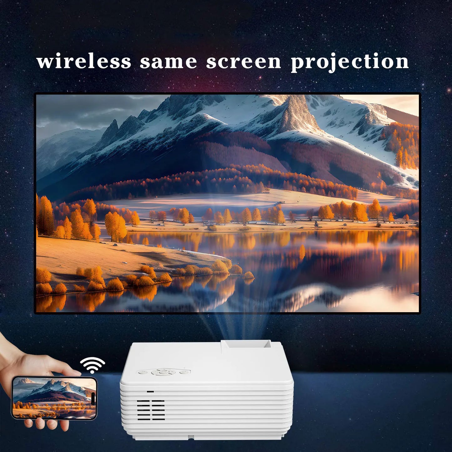 ZRZTM HD 4K video Projector Portable Mini 1080P projecter with HDMI USB Wireless for TV/home theater/gifts/outdoor watch movie