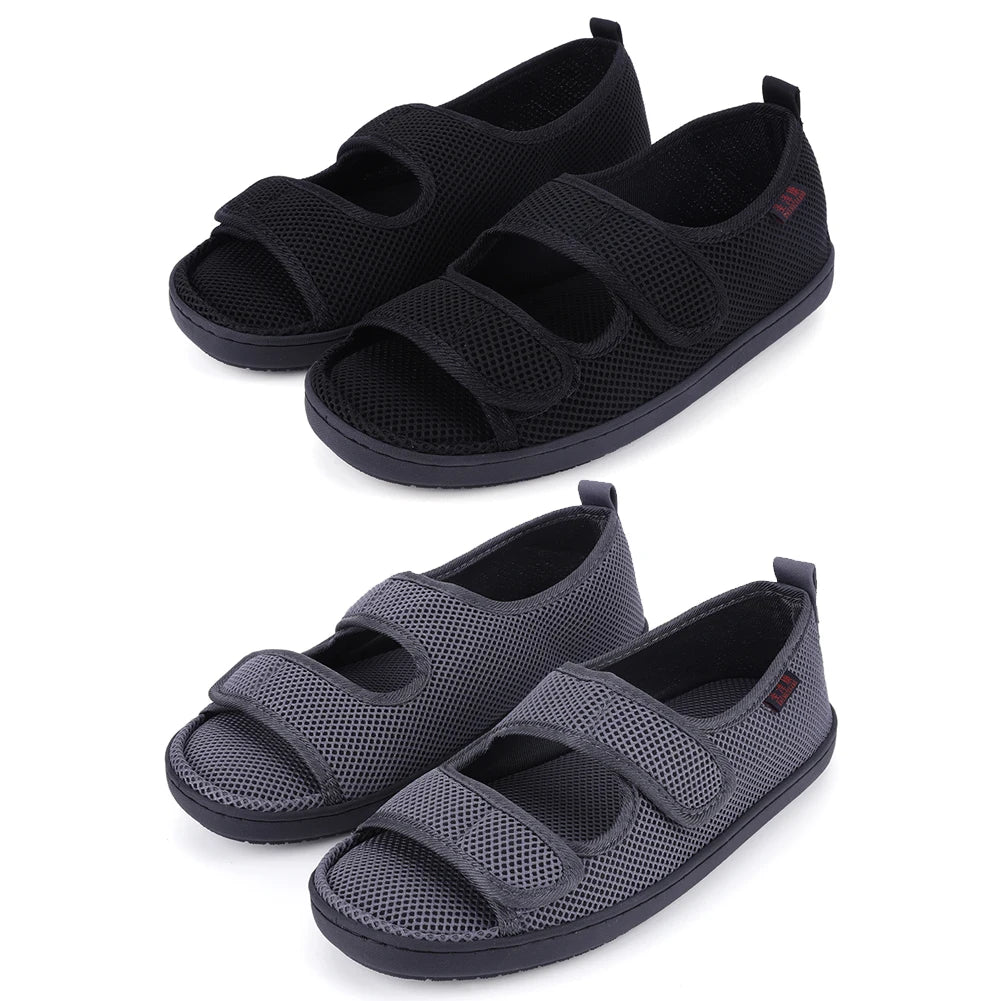Diabetic Sandals Adjustable Hook & Loop Summer Walking Sandals Comfortable Walking Shoes for Elderly Swelling Sensitive Feet