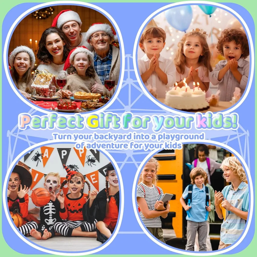 Gardenature 10FT Climbing Dome with Hammock, Outdoor Jungle Gym for Kids, Geometric Dome Climber Supporting 880 Lbs Anti-Rust Me