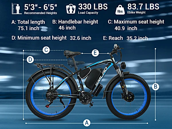 ORLMS XDC600 adult E-bike 1000W 52V 30Ah battery Electric Bike,26-inch All-terrain fat tire E-Mountain bike