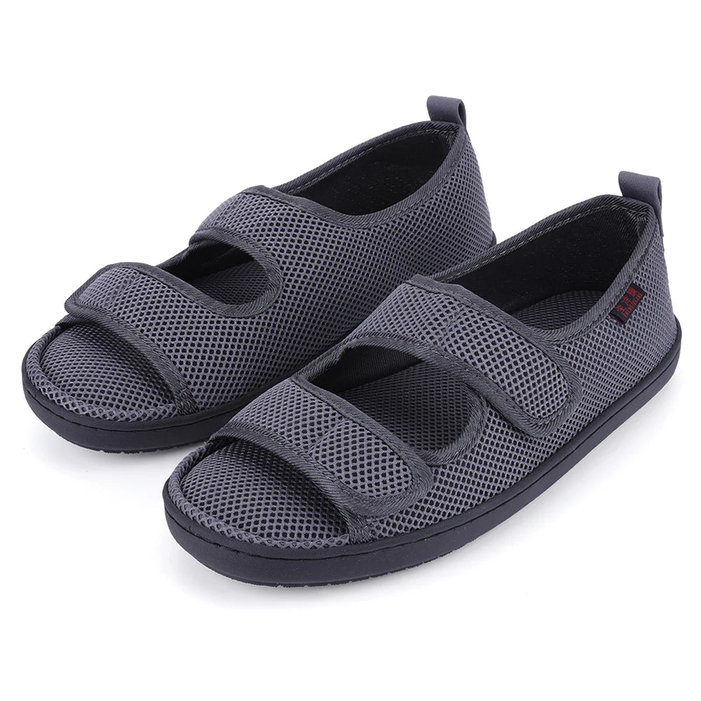 Diabetic Sandals Adjustable Hook & Loop Summer Walking Sandals Comfortable Walking Shoes for Elderly Swelling Sensitive Feet