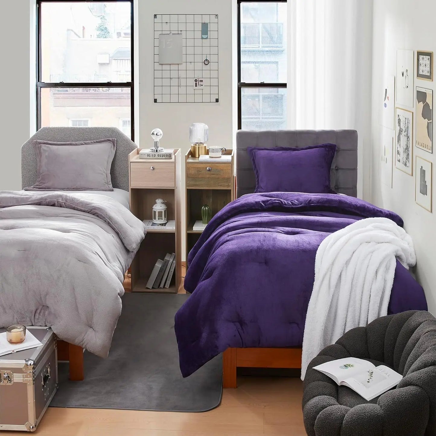 Luxurious Alaskan King Size Coma Inducer Comforter Set with Plush Filling in Parachute Purple