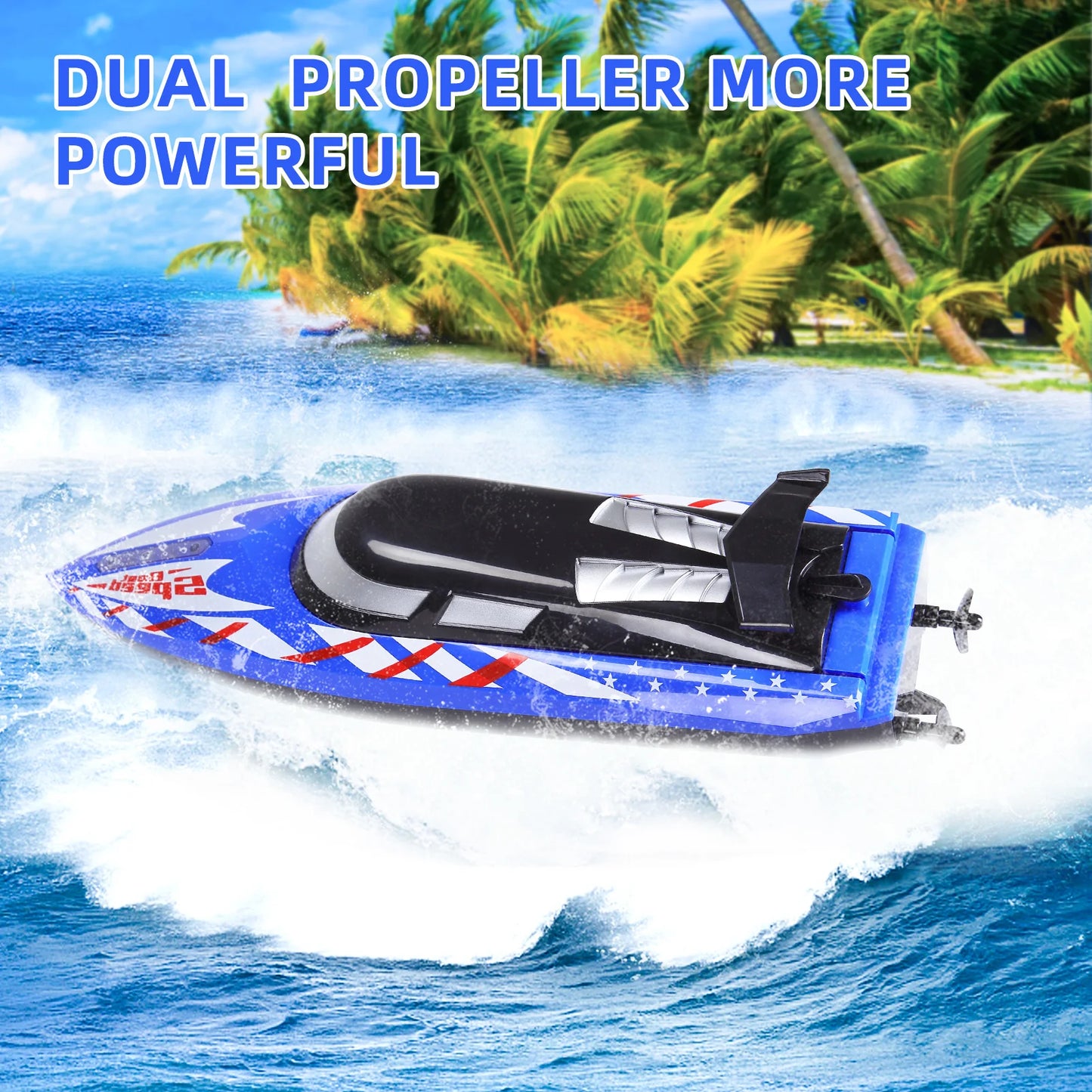 2Pack RC Boat,20+/10+MPH RC Boats with LED Light 2.4G High Speed Remote Control Boats, for Pools and Lakes,4 Rechargeable Batter