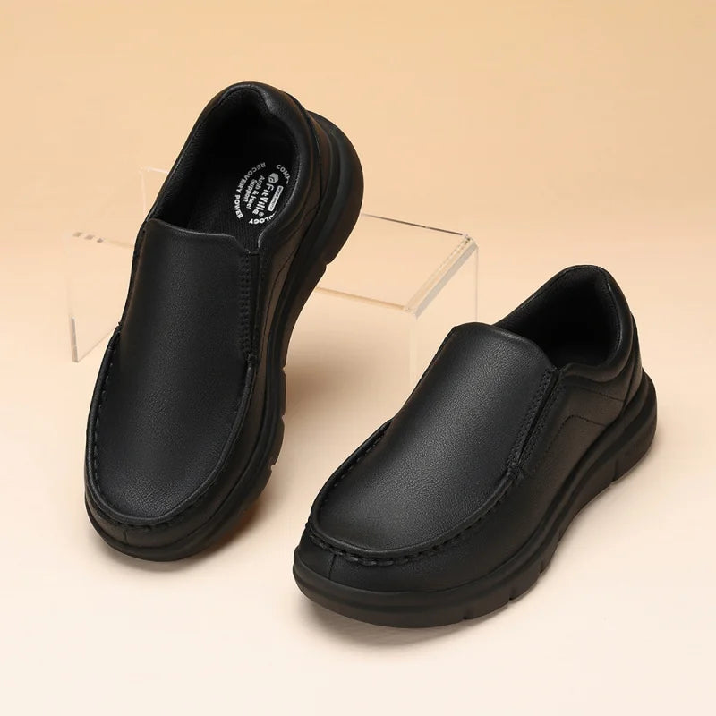 Men'S Slip-On Casual Business Shoes Leather Shoe Wide Width 2E Lightweight For Swollen Feet With Arch Support Pain Relief