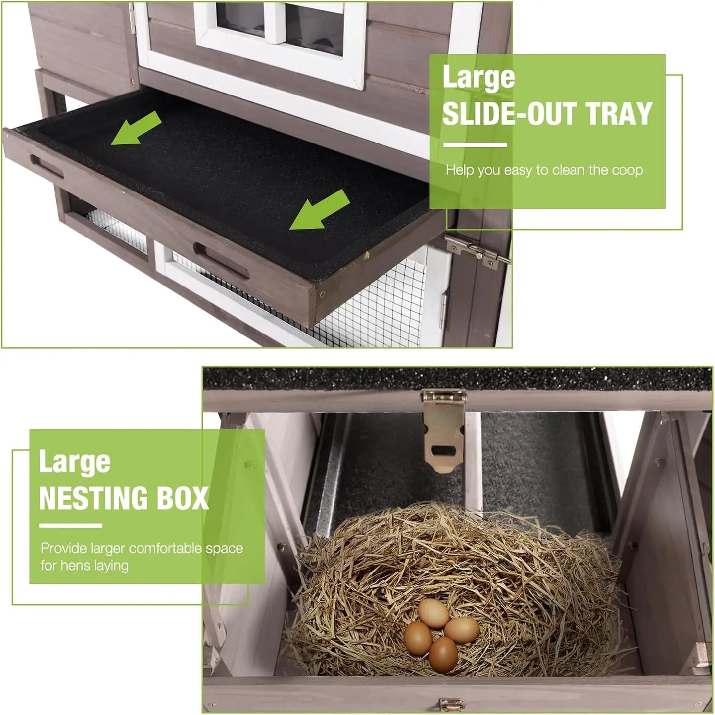 Mobile Chicken Coop with Wheels Expandable Chicken Tractor Outdoor Hen House for 2-4 Chickens 67.3" L(Brown)