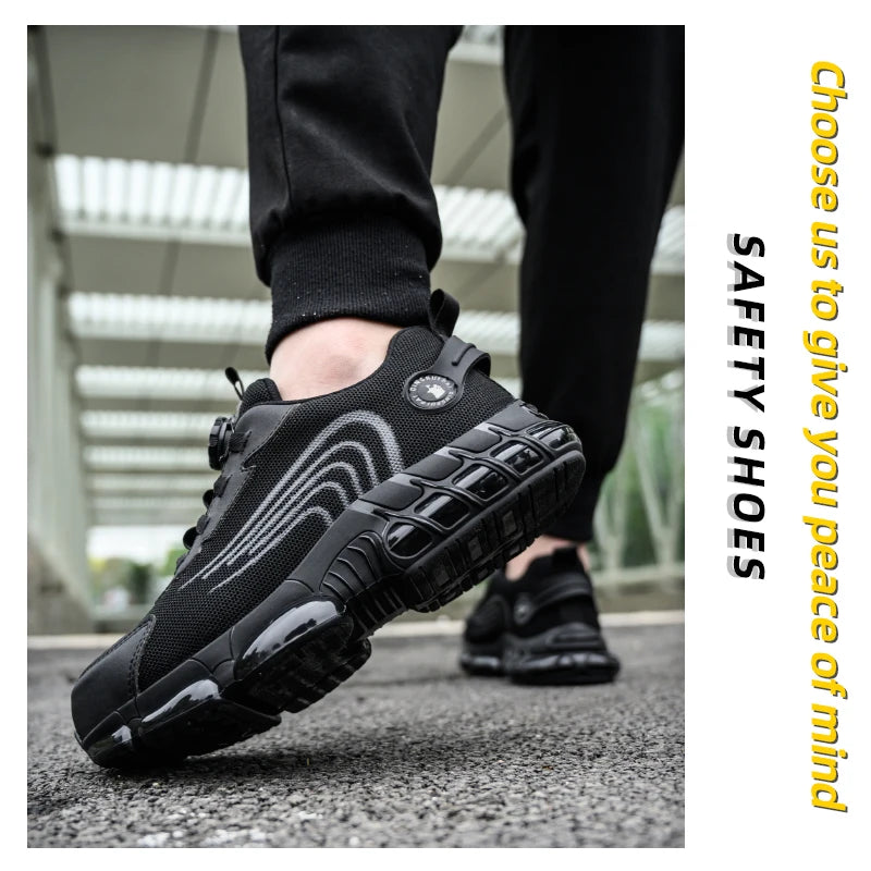 Steel toe cap, non-lacing, anti-impact and anti-puncture casual work shoes